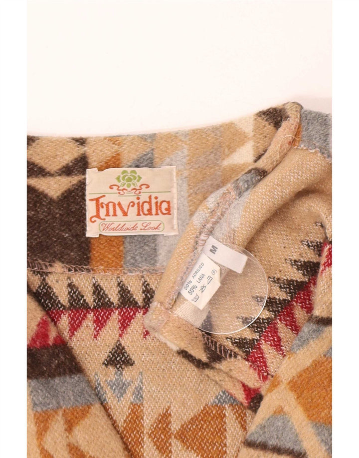 Vintage męska kamizelka w średnie beżowe paski, akryl