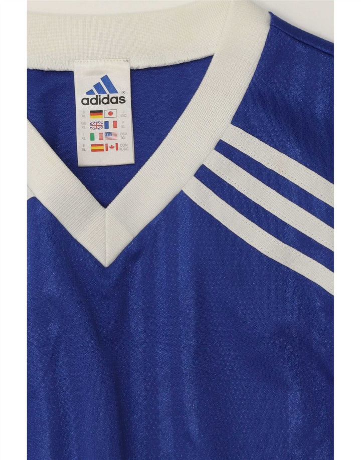 Adidas Męski graficzny top z długim rękawem XL w niebieskie paski, poliester