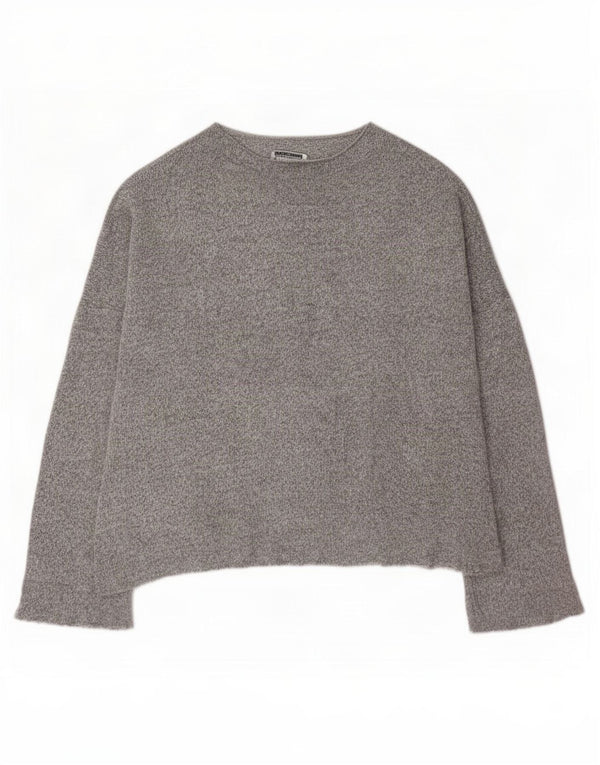 Damski top oversize z długim rękawem Zara UK 14, średnioszary, nakrapiany