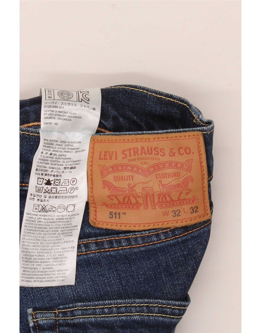 Męskie jeansy Levi's 511 Slim W32 L32 Niebieska bawełna