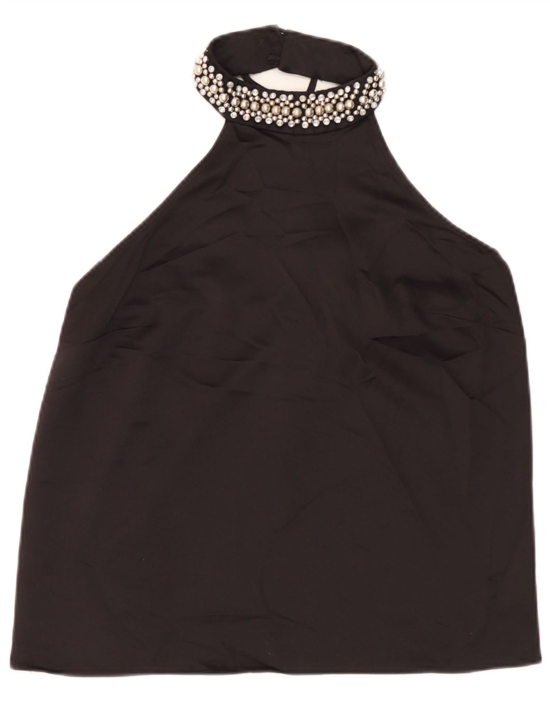Damski top Lipsy Crop Halter UK 12, średni czarny poliester