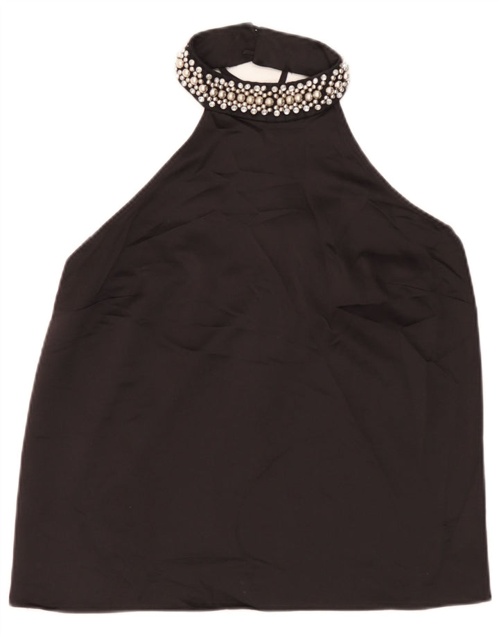Damski top Lipsy Crop Halter UK 12, średni czarny poliester