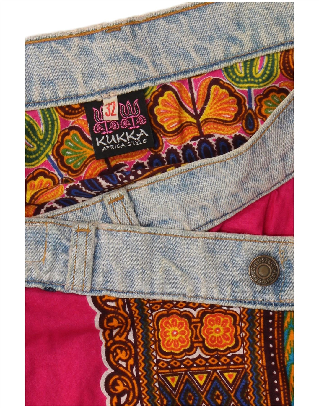 Damska asymetryczna spódnica kopertowa Levi's W32 Duża różowa geometryczna bawełna