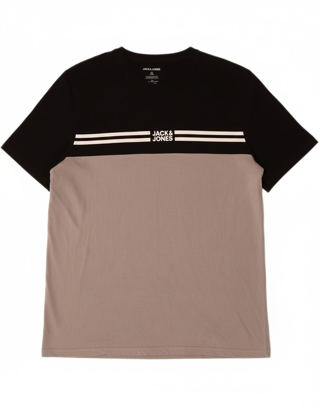 JACK & JONES Mens T-Shirt Top 2XL Grey Colourblock