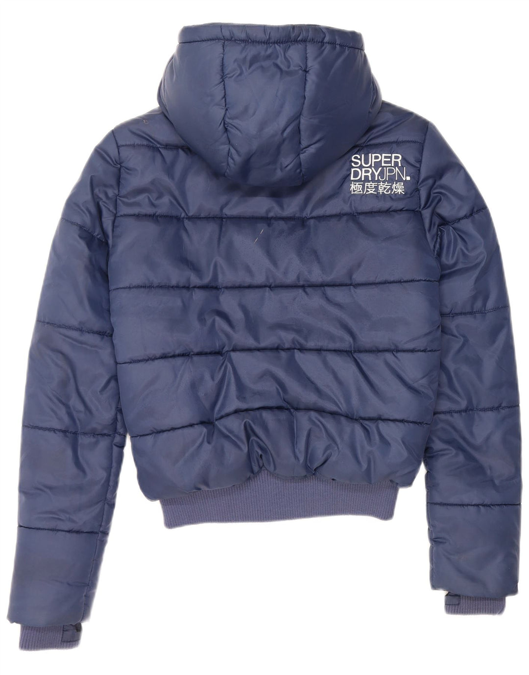 Damska ocieplana kurtka z kapturem Superdry UK 10, mała, granatowa, poliester