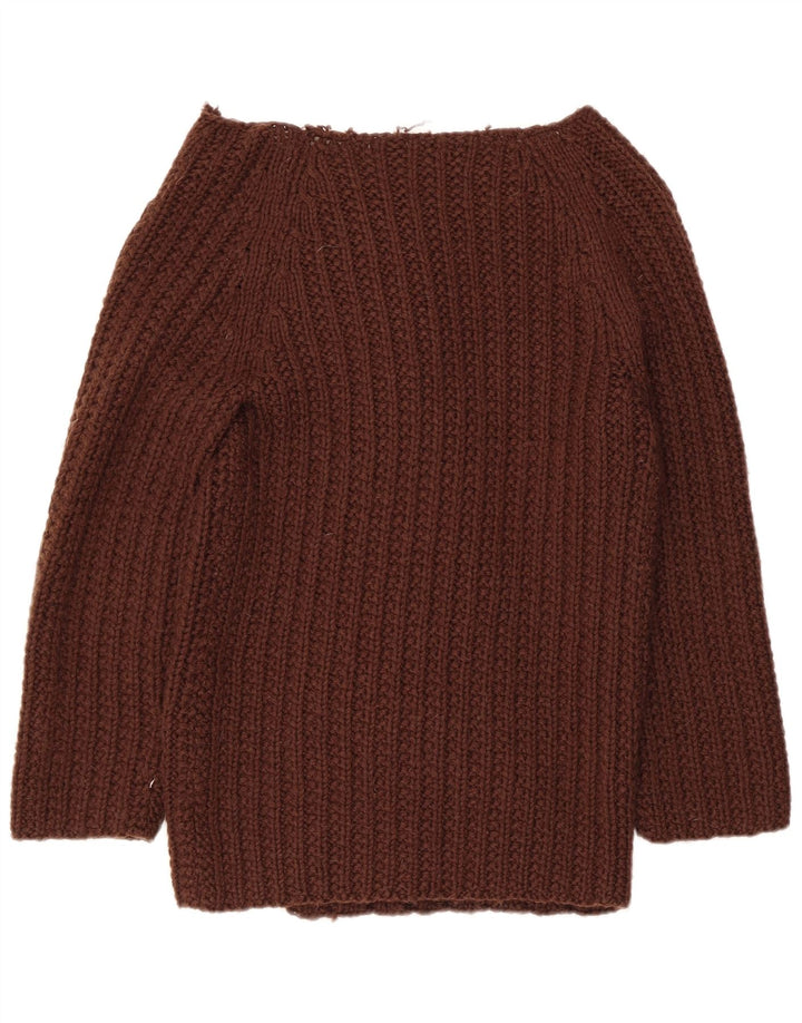 Sweter damski o przedłużonym kroju VINTAGE, rozpinany, UK 10, mały, brązowy