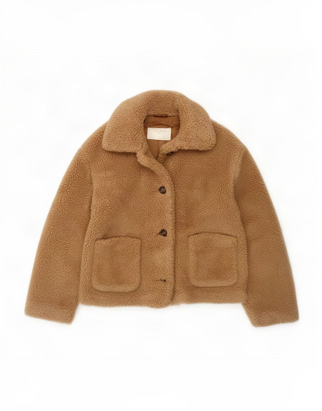 Damska kurtka oversize Sherpa Zara UK 6 XS, brązowa, poliester