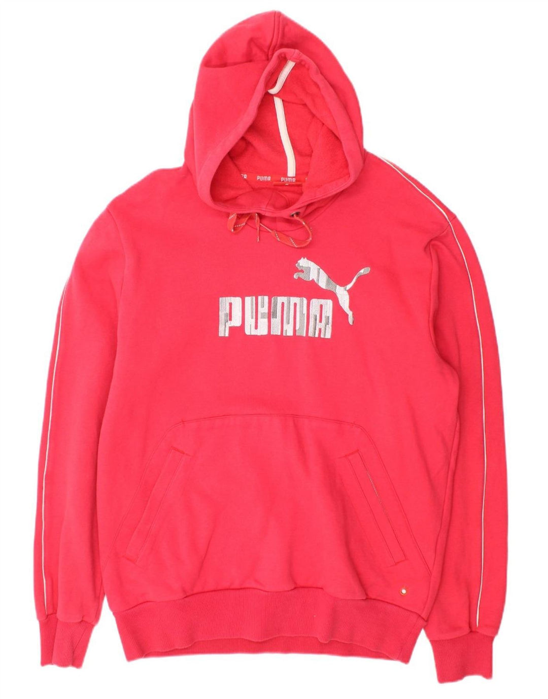 PUMA Mens Graphic Hoodie Jumper Medium Pink Cotton