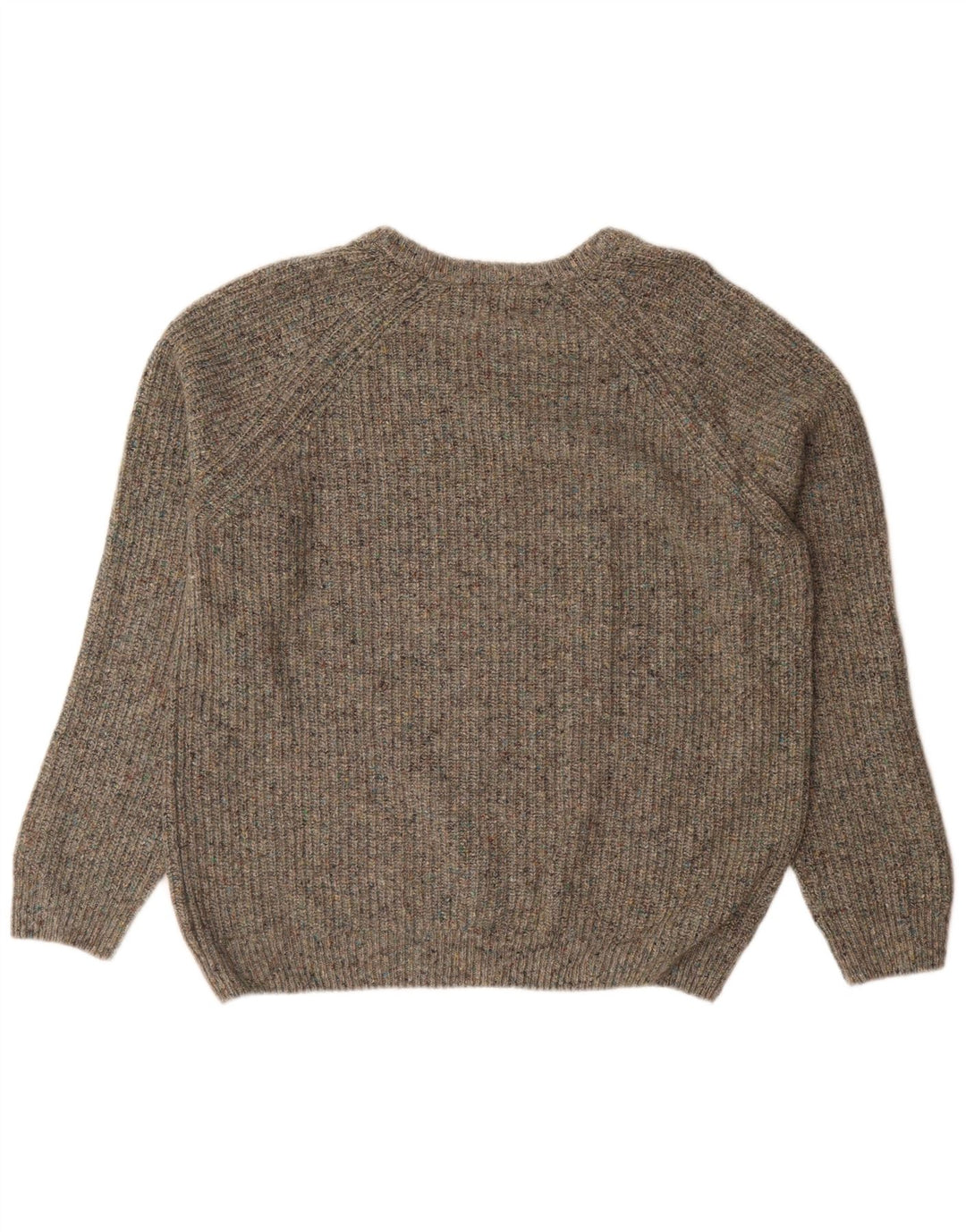Męski sweter Zara z okrągłym dekoltem, duży, szary, wełniany w cętki