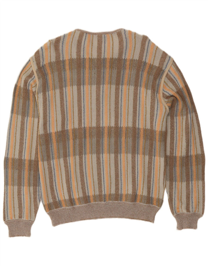 Vintage męski sweter zapinany na guziki IT 54 XL, szara bawełniana kratka