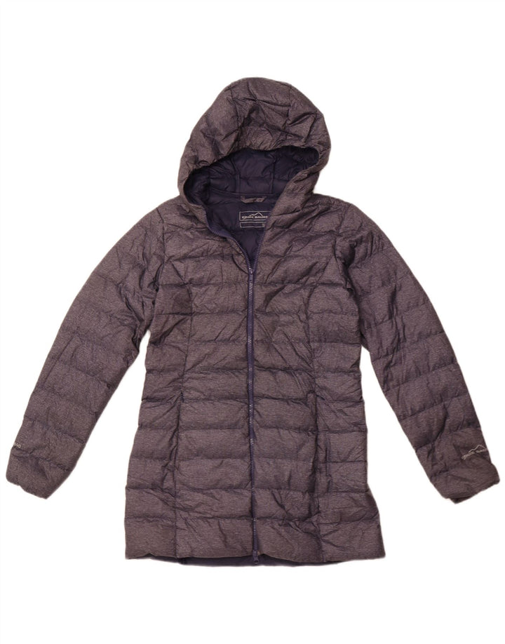 EDDIE BAUER Damski ocieplany płaszcz z kapturem UK 10, mały, granatowy, poliester
