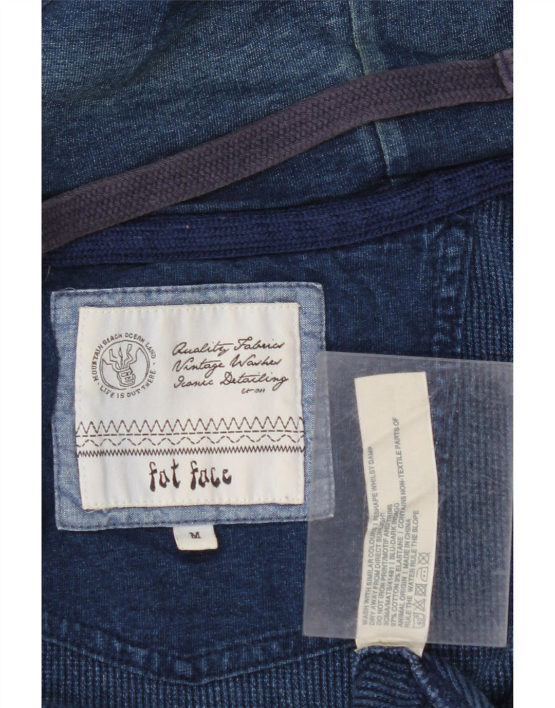 Męski sweter z kapturem i zamkiem FAT FACE, średni granatowy, bawełniany