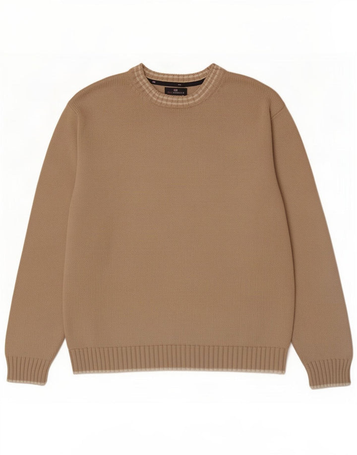 Męski sweter Marks & Spencer Blue Harbor z okrągłym dekoltem, duży, beżowy
