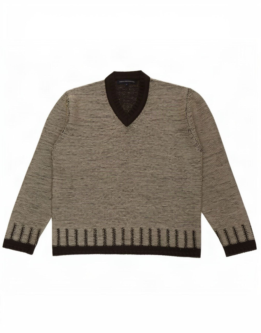 Męski sweter z dekoltem w serek French Connection, duży, szary, akrylowy
