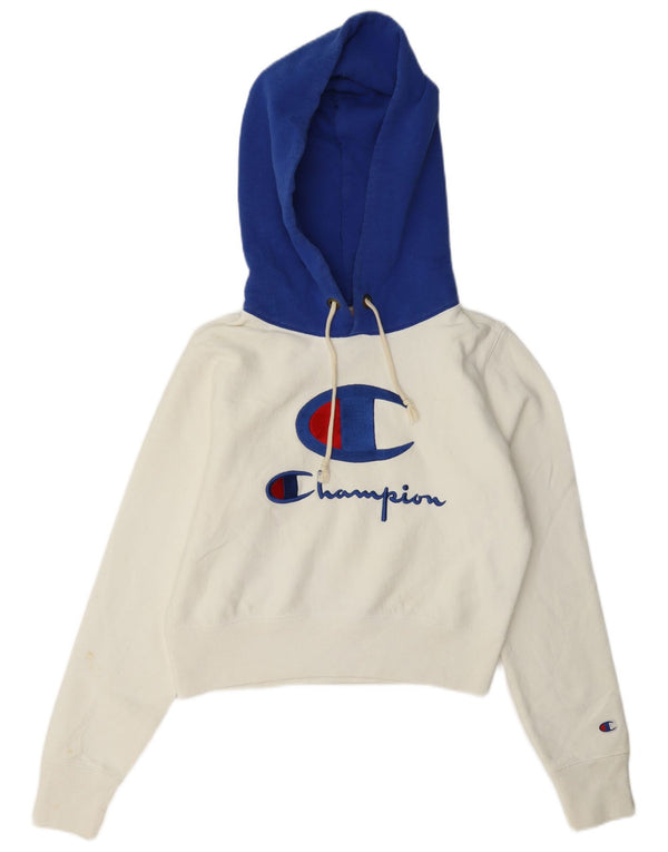 Damska bluza z kapturem Champion Crop Graphic UK 14 w kolorze średniej bieli