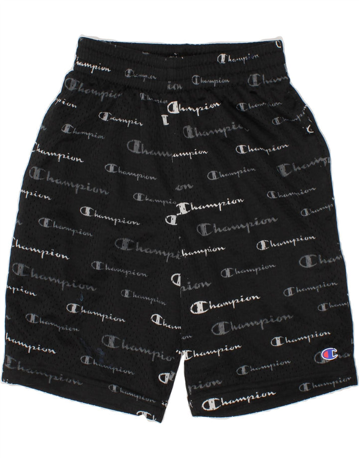 CHAMPION Boys Graphic Sport Shorts 7-8 Years Black Polyester Vintage Champion and Second-Hand Champion from Messina Hembry 