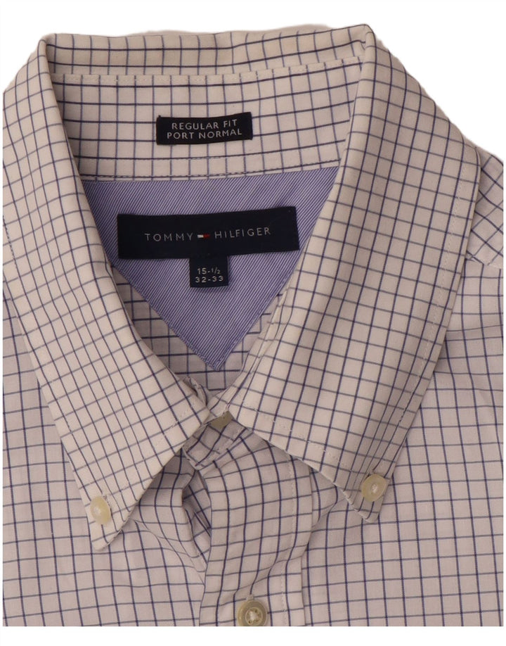 TOMMY HILFIGER Mens Regular Fit Shirt Size 15 1/2 Medium White Check