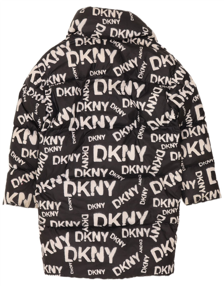 Damski płaszcz Dkny Graphic Oversize UK 6 XS z czarnego nylonu