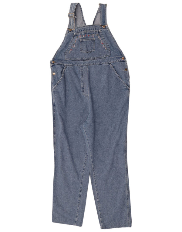 Vintage damskie dżinsy ogrodniczki W36 L28 niebieska bawełna w kwiaty