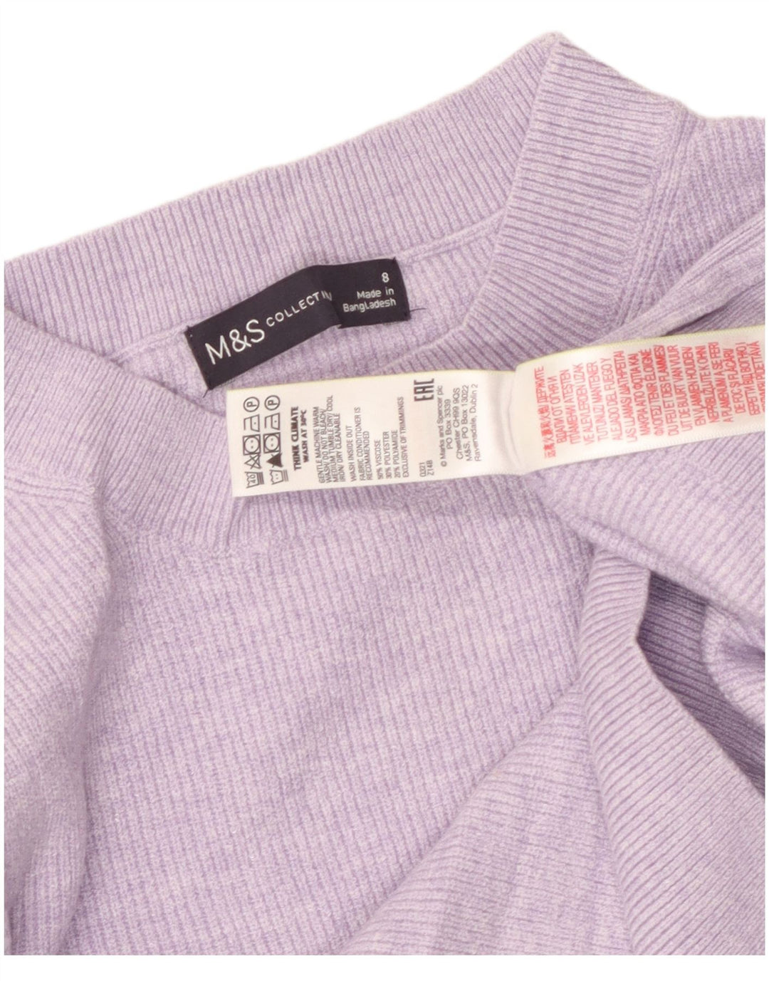 MARKS & SPENCER Damski sweter z okrągłym dekoltem, UK 8, mały fiolet