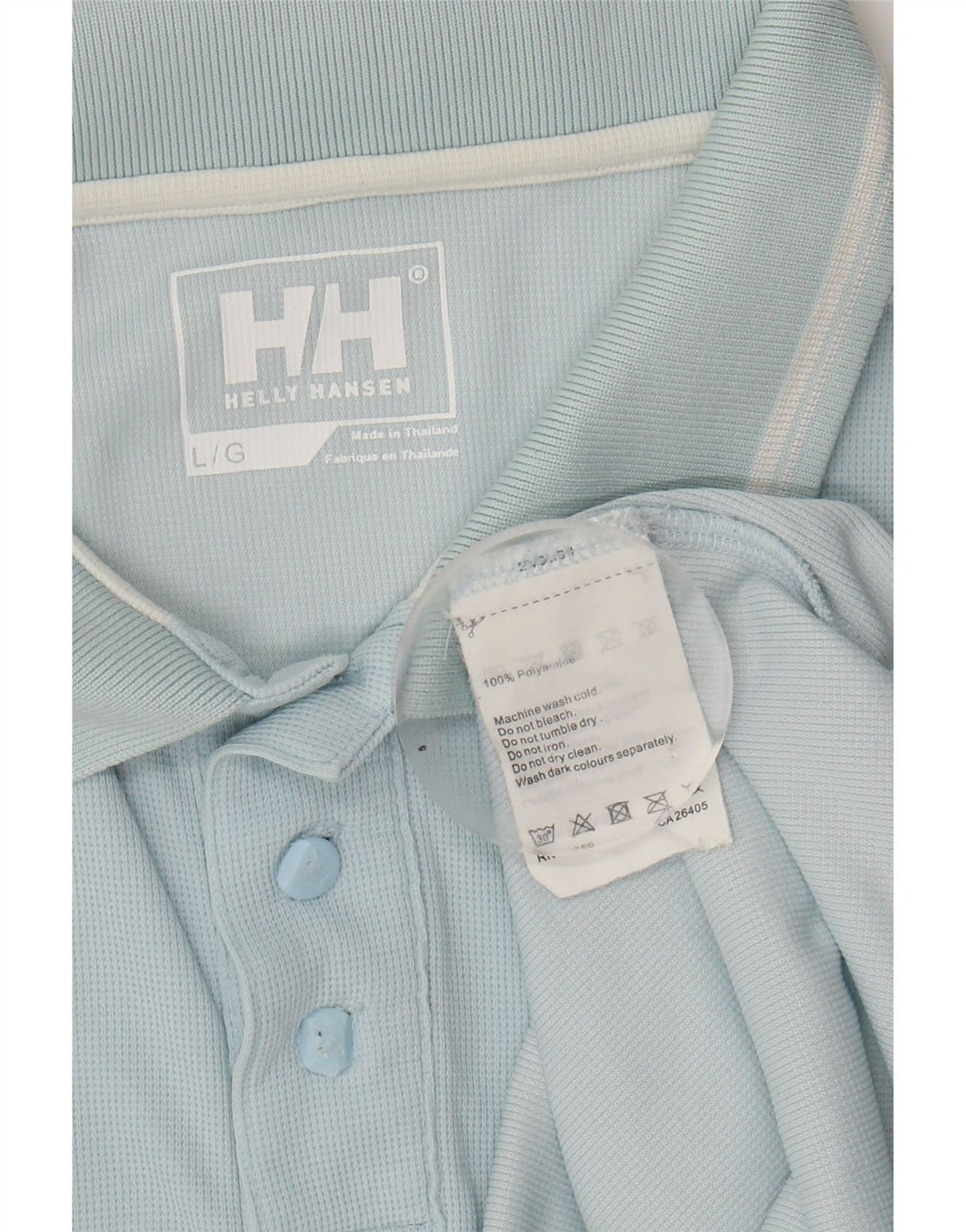 HELLY HANSEN Mens Polo Shirt Large Blue Polyester Vintage Helly Hansen and Second-Hand Helly Hansen from Messina Hembry 