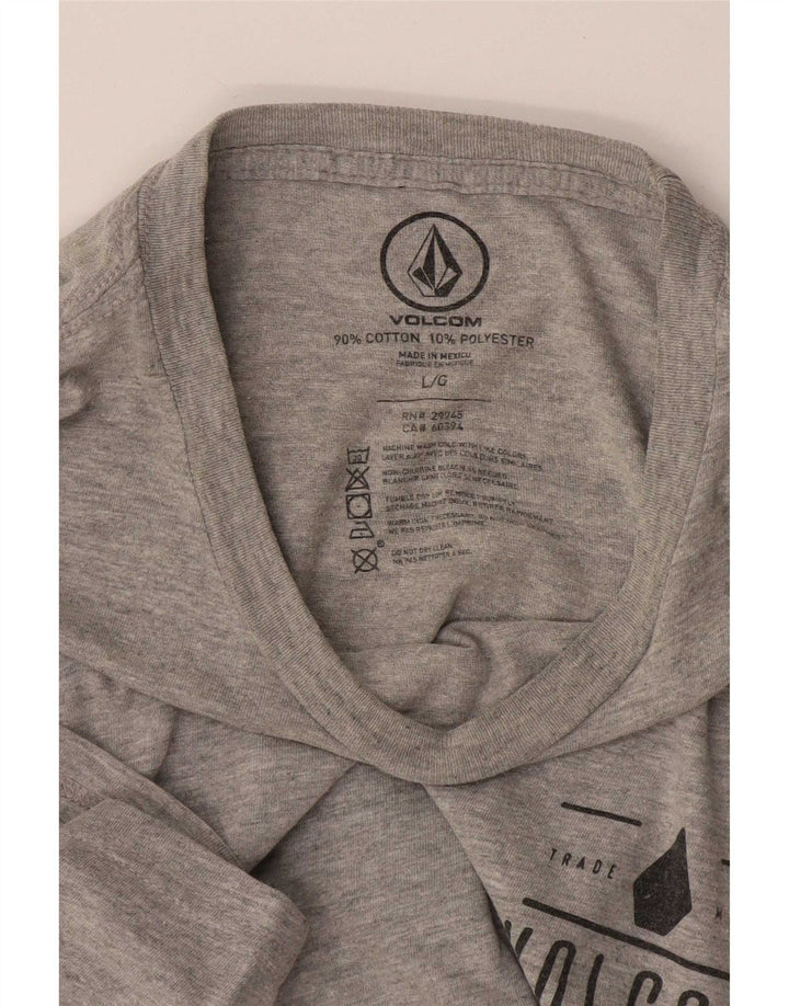 Męski T-shirt z grafiką Volcom, duży, szary, bawełniany w plamki