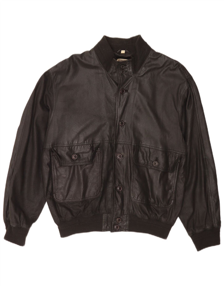 Męska skórzana kurtka bomber w stylu vintage IT 54 2XL czarna