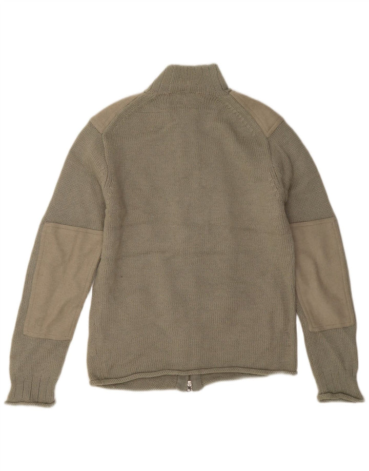 Męski sweter rozpinany French Connection Średni khaki, wełna z blokami kolorów