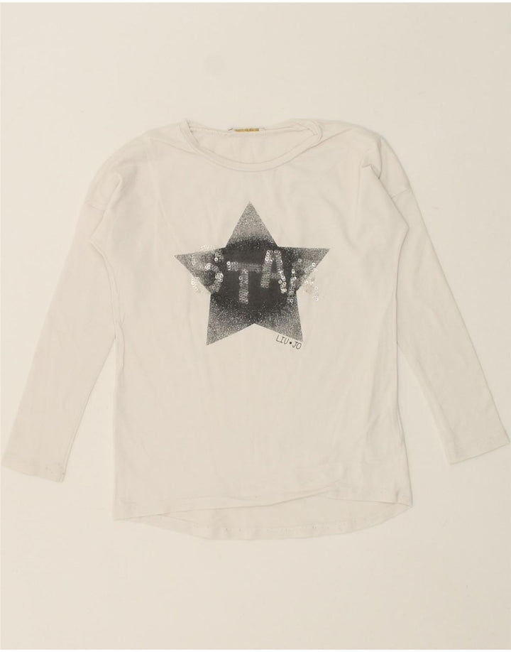 LIU JO Girls Graphic Top Long Sleeve 5-6 Years White Vintage Liu Jo and Second-Hand Liu Jo from Messina Hembry 