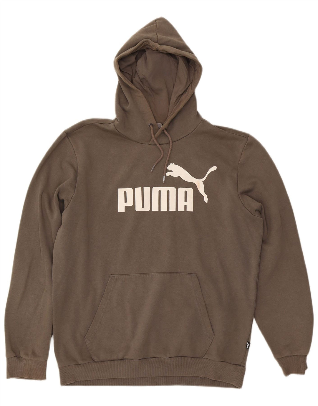 Męski sweter z kapturem Puma z grafiką, średniobrązowy, bawełniany