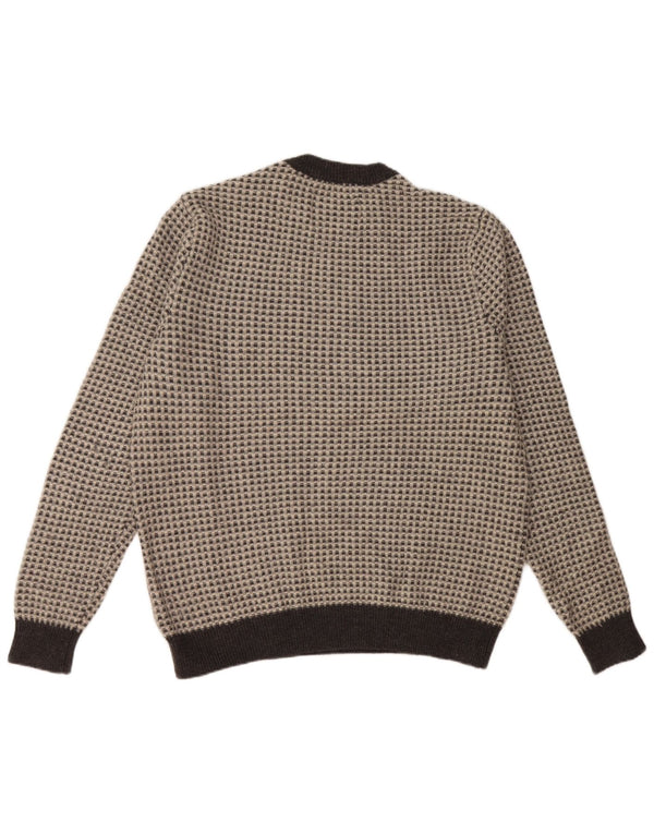 JACK WILLS Damski sweter z okrągłym dekoltem UK 20 2XL Szara wełniana kratka