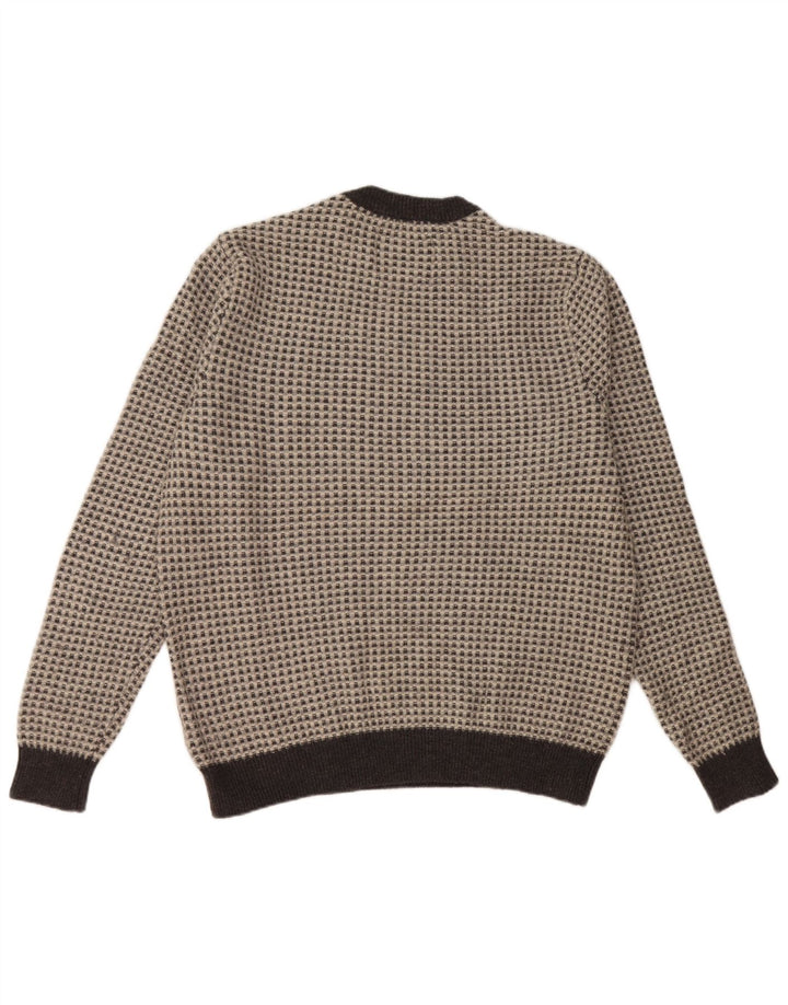 JACK WILLS Damski sweter z okrągłym dekoltem UK 20 2XL Szara wełniana kratka