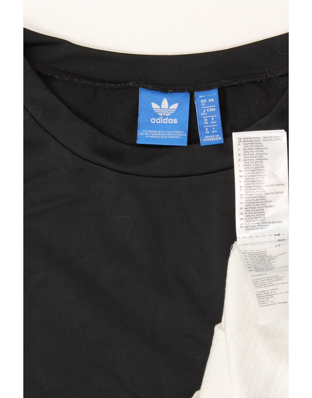 T-shirt damski ADIDAS Top UK 12, średni czarny poliester z blokami kolorów