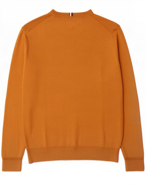 Męski sweter Tommy Hilfiger z dekoltem w kształcie litery V, XL, beżowa, bawełniana