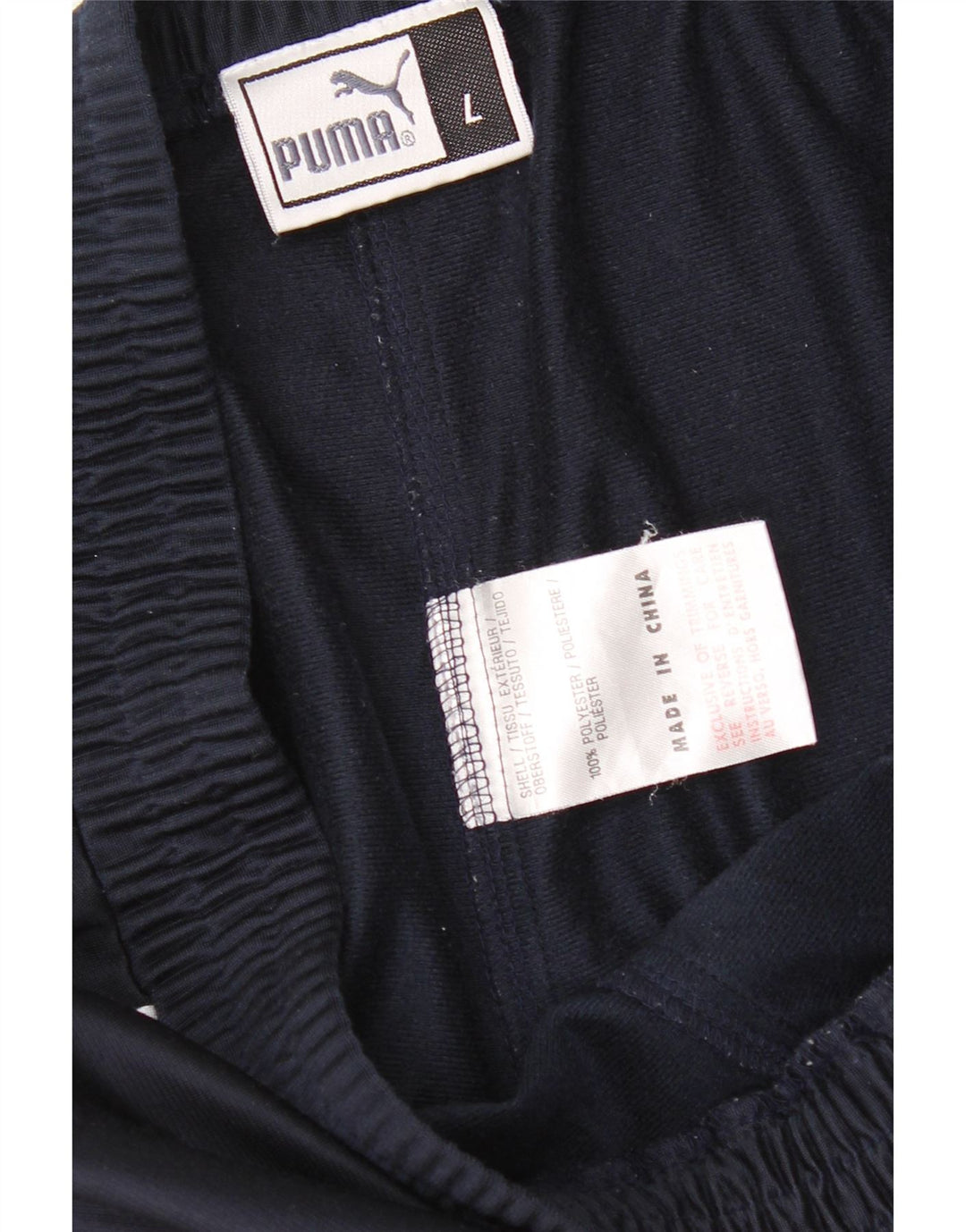 Męskie spodnie dresowe Puma z grafiką, duże, granatowe, poliestrowe