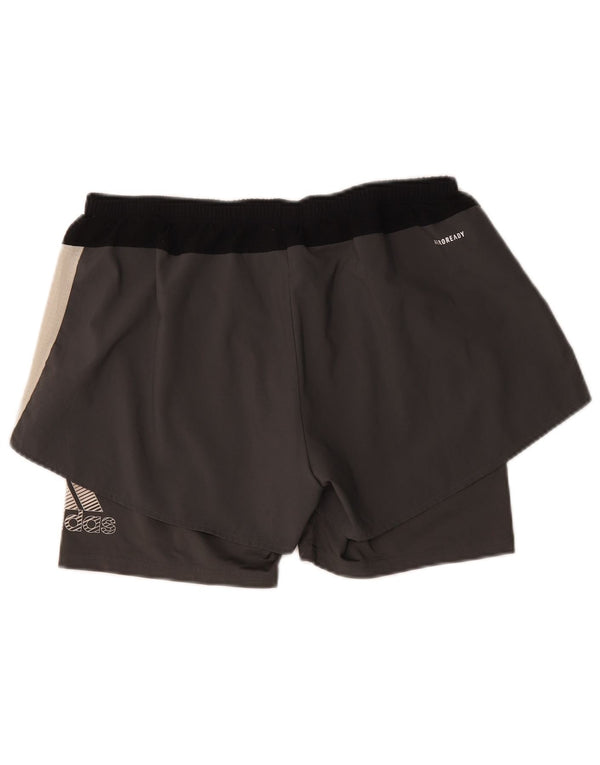 Damskie spodenki sportowe Adidas Aeroready UK 16/18, duże, szare, z blokami kolorów