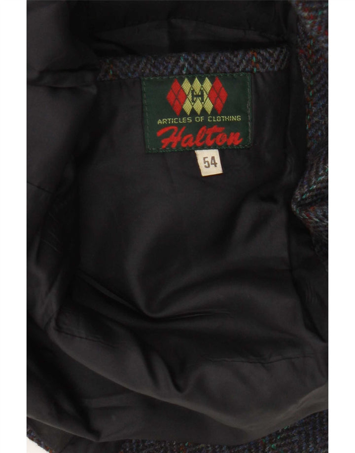 Vintage męska marynarka zapinana na 2 guziki IT 54 2XL granatowa pepitka