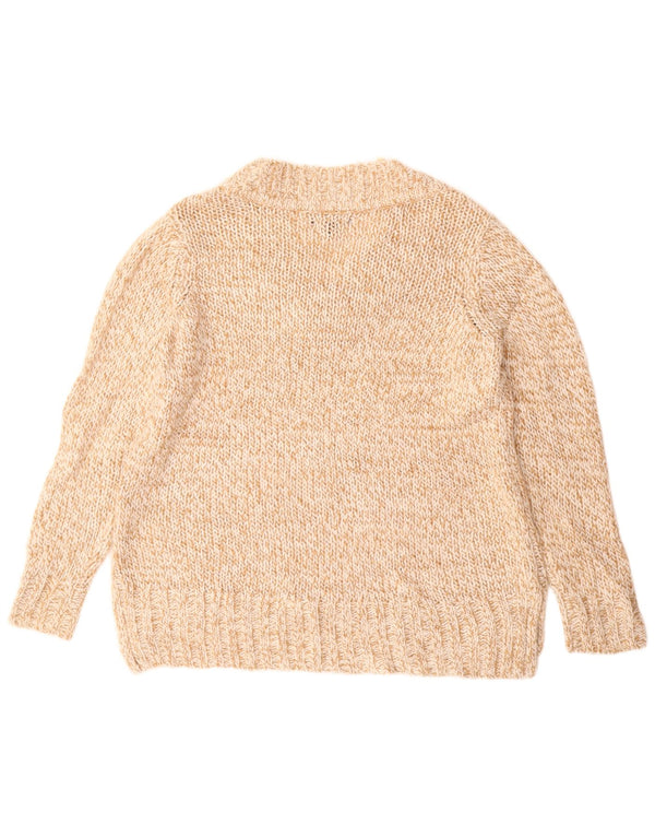 Sweter damski CHAPS z dekoltem w kształcie litery V, UK 16, duży, beżowy, nakrapiany akryl