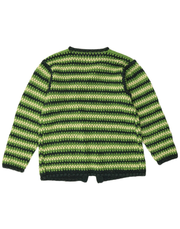 Sweter damski na szydełku VINTAGE UK 16, duże, zielone paski