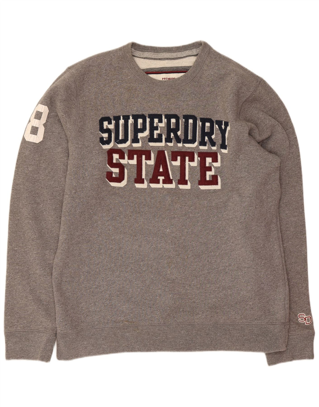 Męski sweter z grafiką Superdry 2XL, szary, bawełniany w plamki