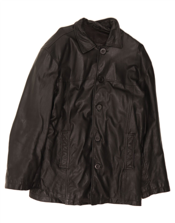 VINTAGE Mens Leather Jacket IT 52 XL Black Vintage Vintage and Second-Hand Vintage from Messina Hembry 