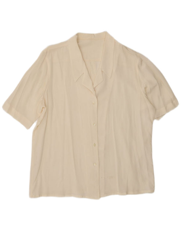 Bluzka damska z krótkim rękawem w stylu vintage, UK 18 XL Off White