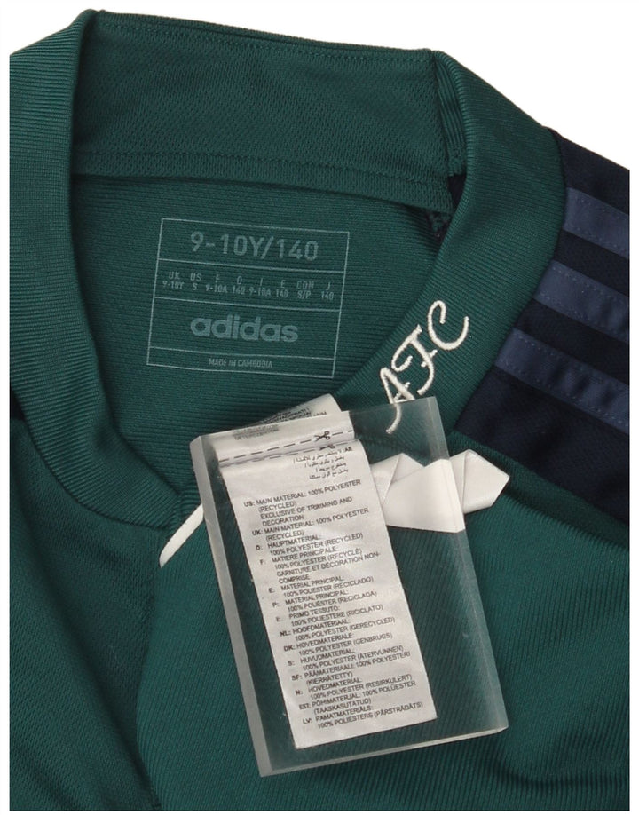 Chłopięcy T-shirt ADIDAS Fly Emirates z grafiką na 9-10 lat, zielony, z blokami kolorów