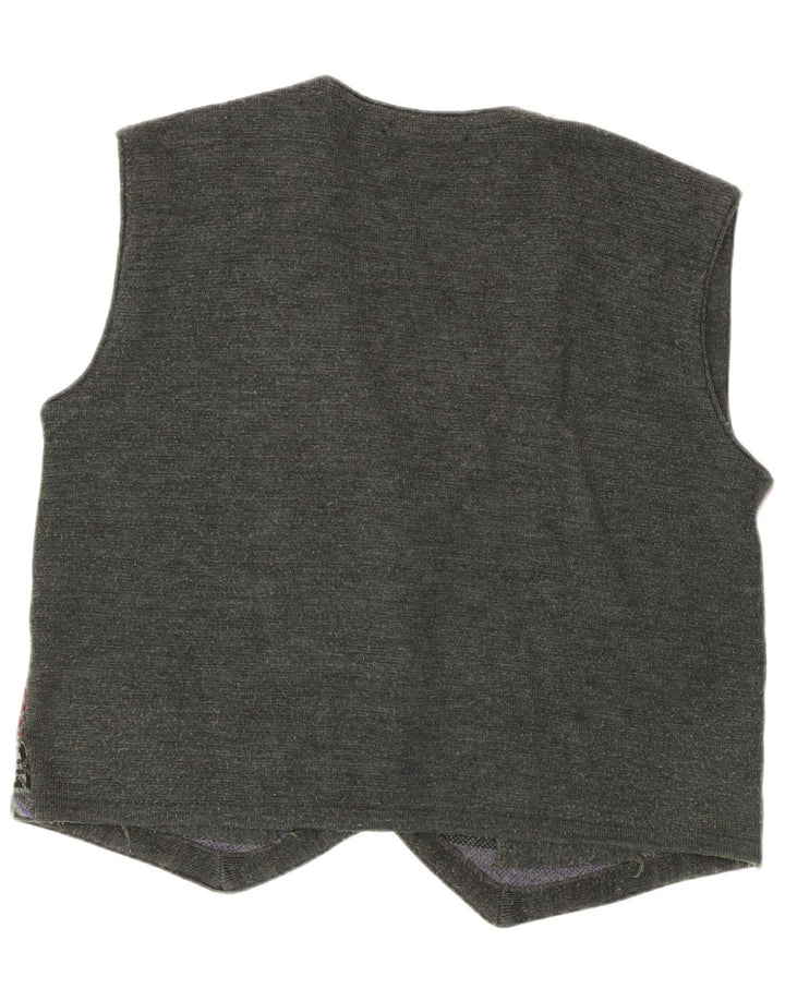 Vintage męska kamizelka dzianinowa IT 52, duży patchwork w kolorze khaki