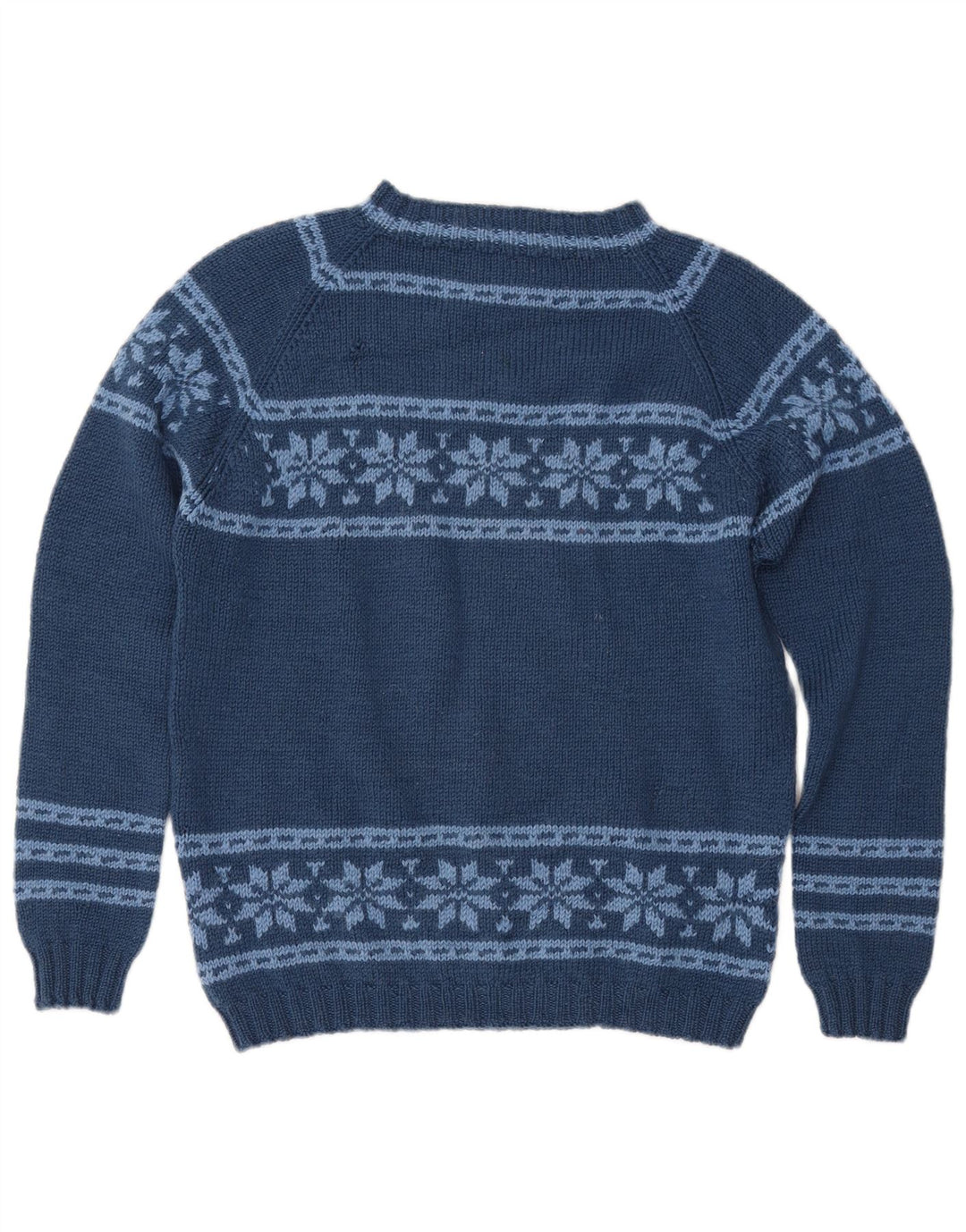 Sweter damski VINTAGE z dekoltem w łódkę UK 12 Średni granatowy Fair Isle