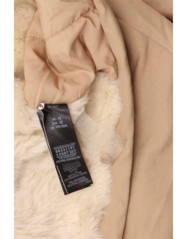 Marks & Spencer Damska kurtka parka oversize z kapturem UK 14, duża, beżowa