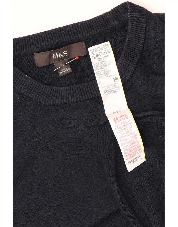 Marks & Spencer Męski sweter z okrągłym dekoltem, średni granatowy akryl