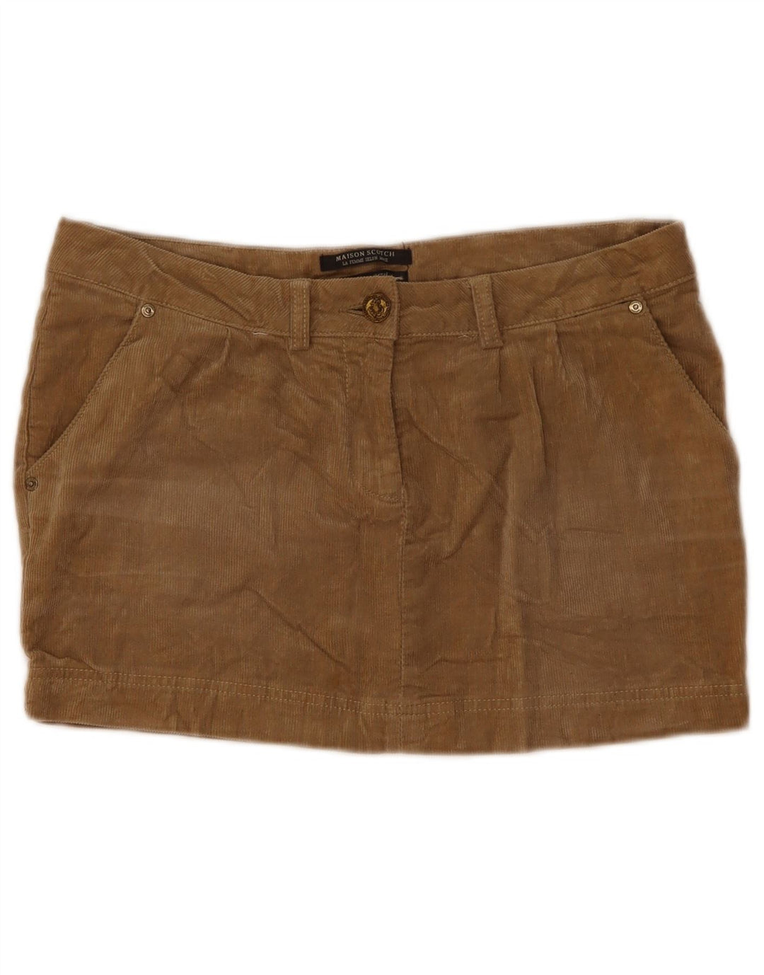 Damska sztruksowa mini spódniczka Maison Scotch W34, duża brązowa