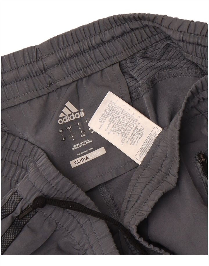 Męskie spodenki sportowe Adidas Climacool, duże, szare, z blokami kolorów, poliestrowe