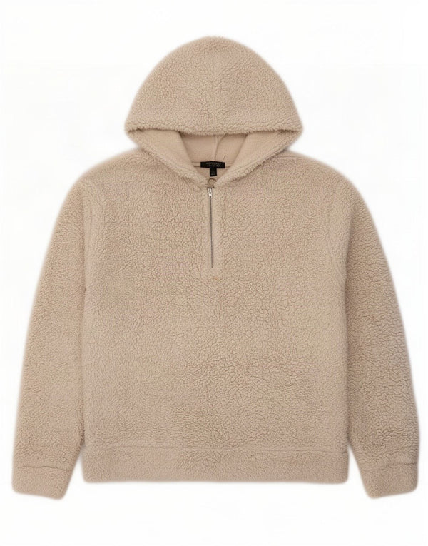 Damski sweter oversize z kapturem i polarem Topshop UK 8, mały, beżowy poliester
